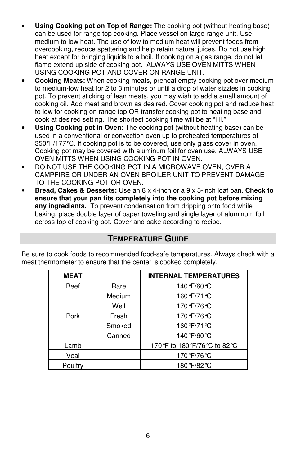 West Bend cook's essentials L5803A User Manual | Page 6 / 12