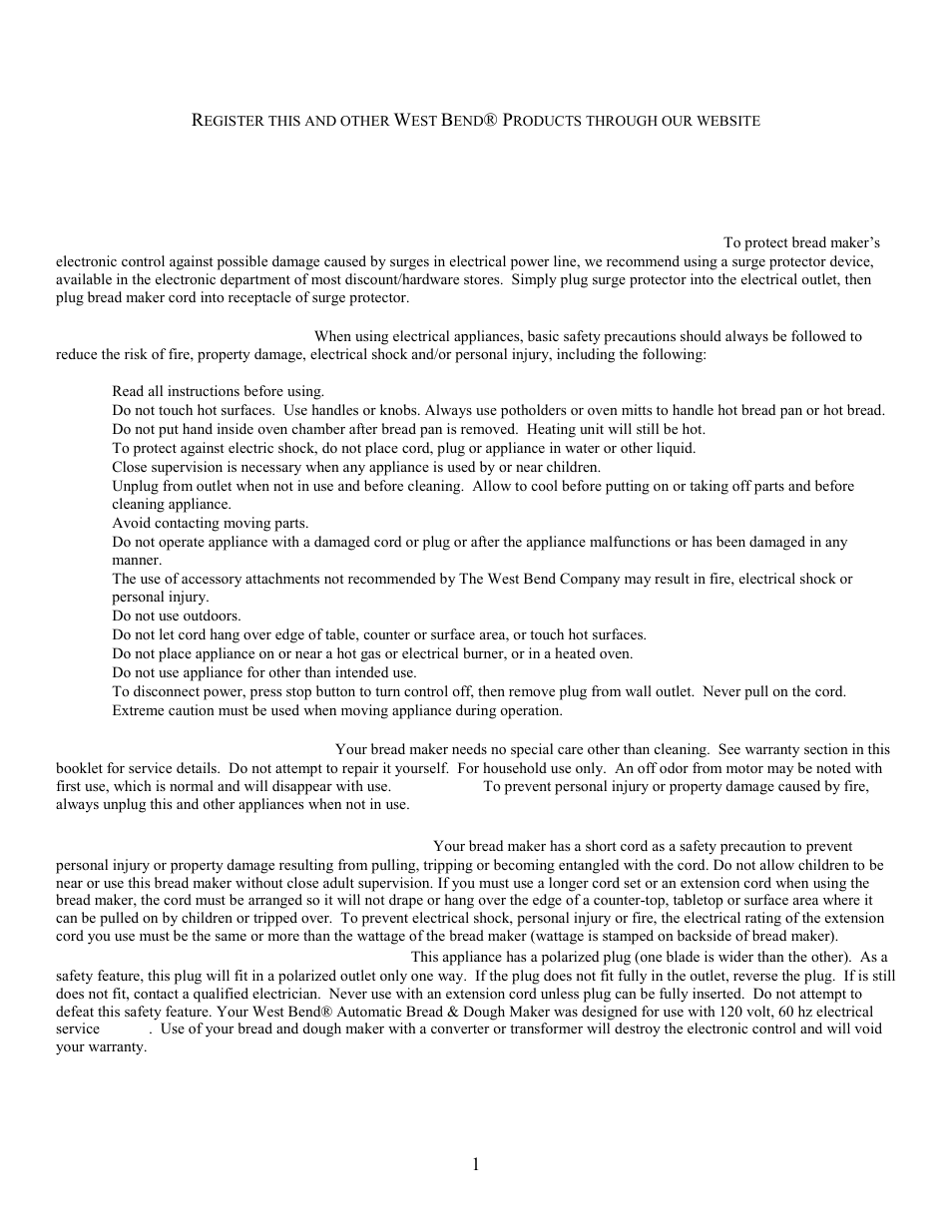 West Bend L5231 User Manual | 21 pages