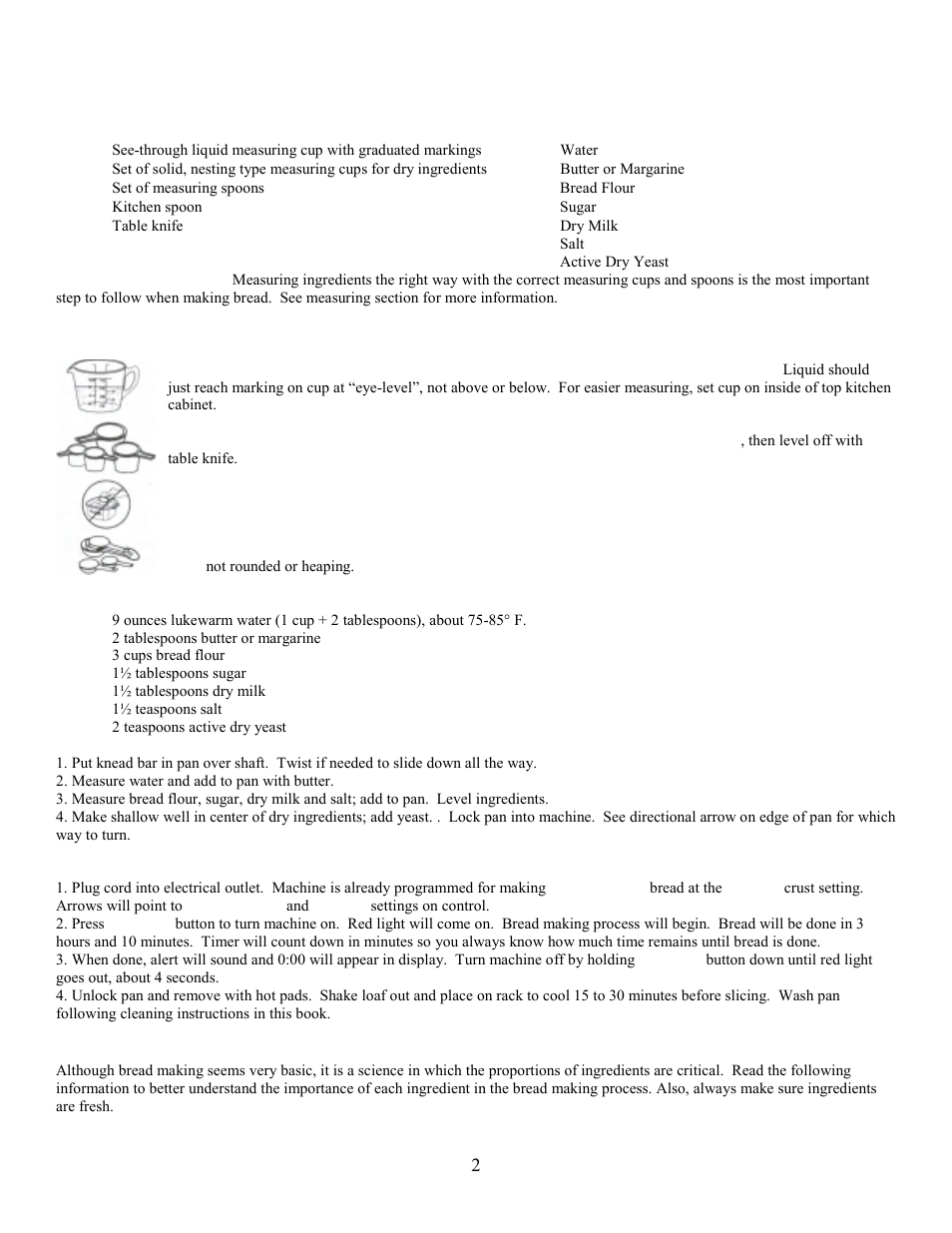 Quick start” steps for the first loaf, Know your ingredients | West Bend L5231 User Manual | Page 2 / 21