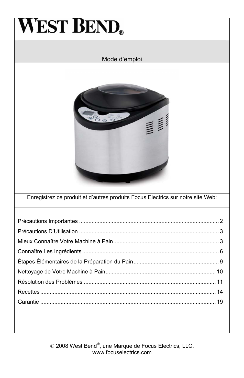 Machine a pain de 2 livres | West Bend L5689A User Manual | Page 21 / 60