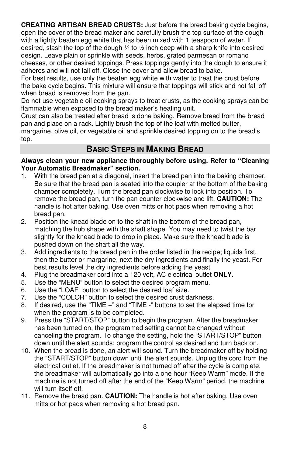 West Bend 41400 User Manual | Page 8 / 68