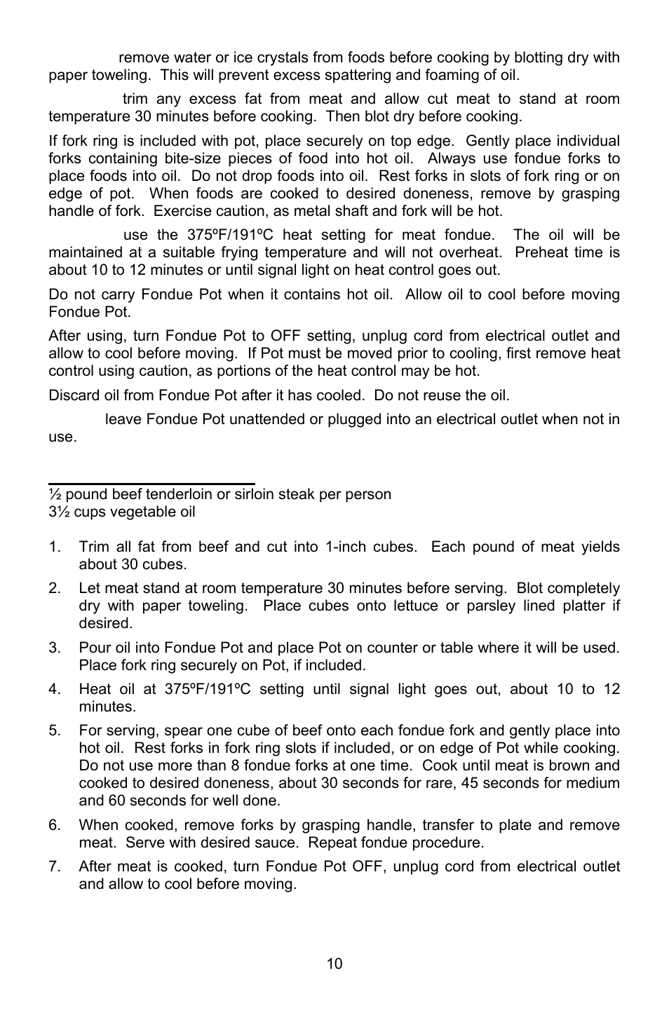 West Bend ELECTRIC FONDUE POT User Manual | Page 10 / 40