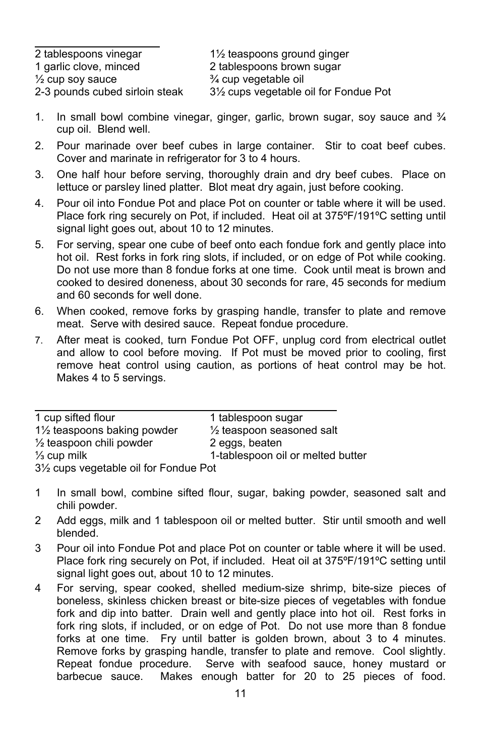 West Bend ELECTRIC FONDUE POT User Manual | Page 11 / 40