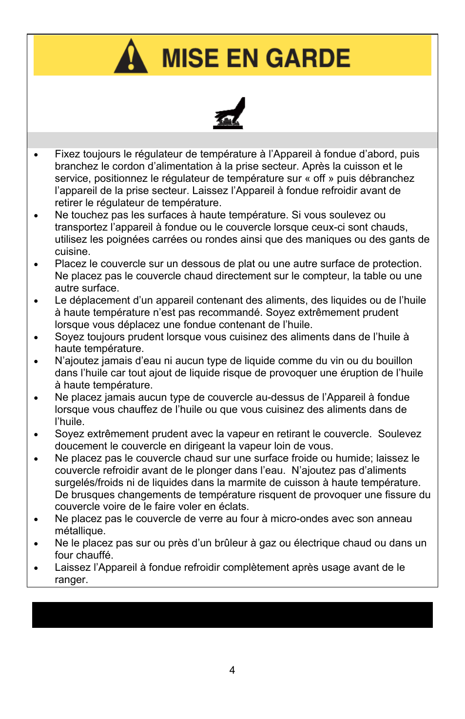 Précautions de sécurité à haute température, Conservez ces consignes | West Bend ELECTRIC FONDUE POT User Manual | Page 17 / 40