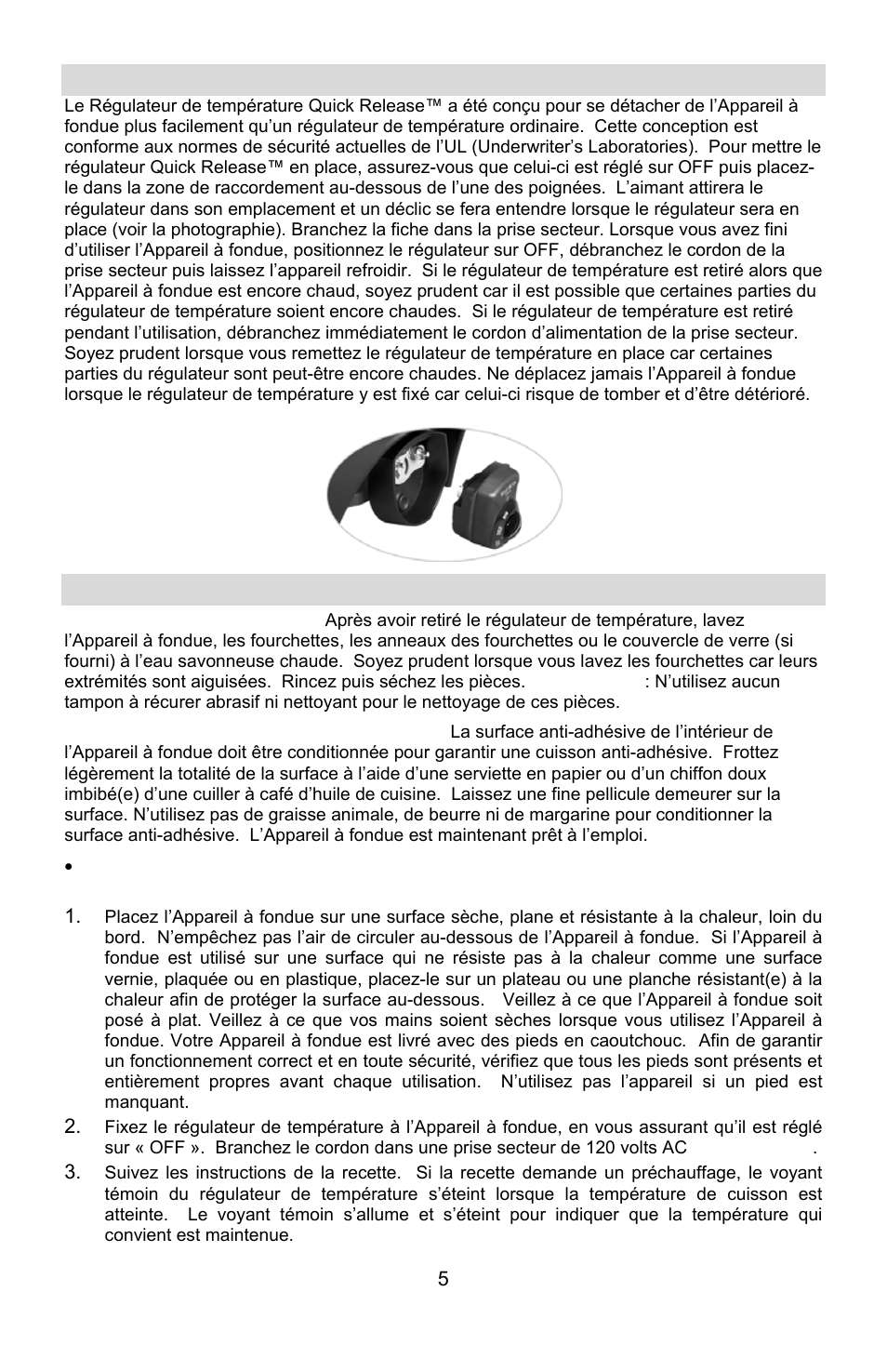 Régulateur de température quick release, Utilisation de votre appareil à fondue | West Bend ELECTRIC FONDUE POT User Manual | Page 18 / 40