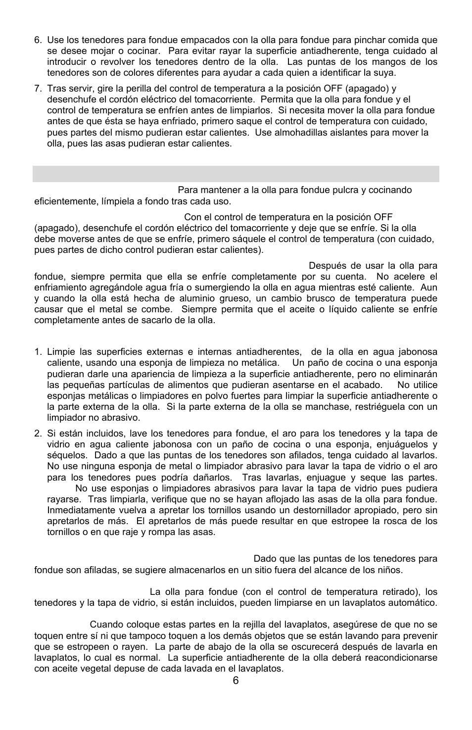 Limpieza de la olla para fondue | West Bend ELECTRIC FONDUE POT User Manual | Page 32 / 40