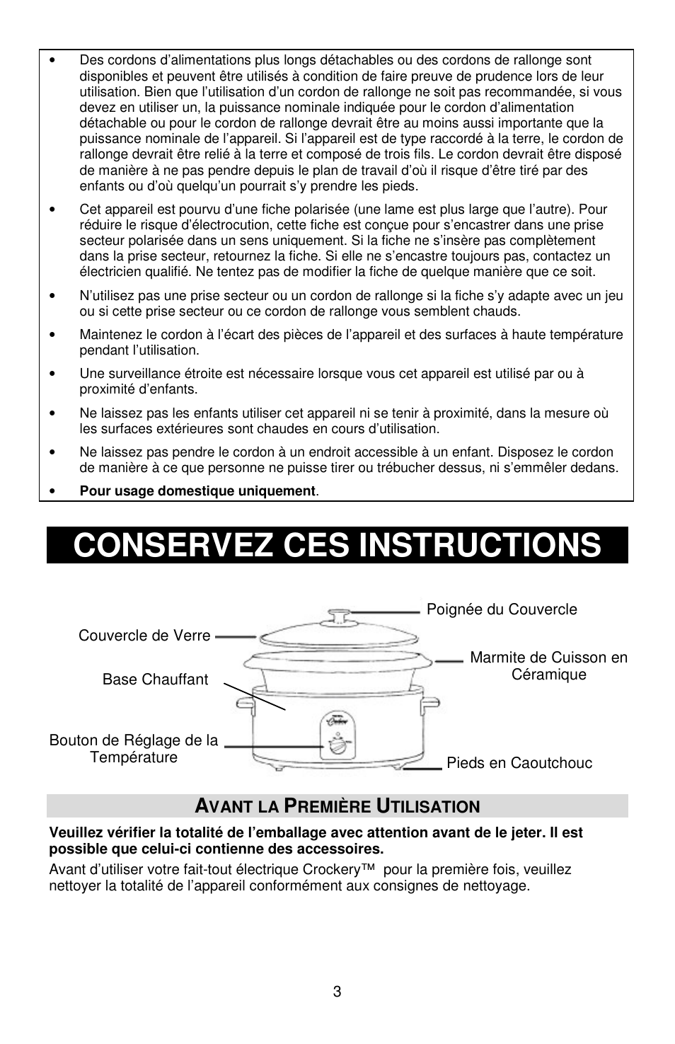 Conservez ces instructions | West Bend Crockery 84306 User Manual | Page 12 / 28