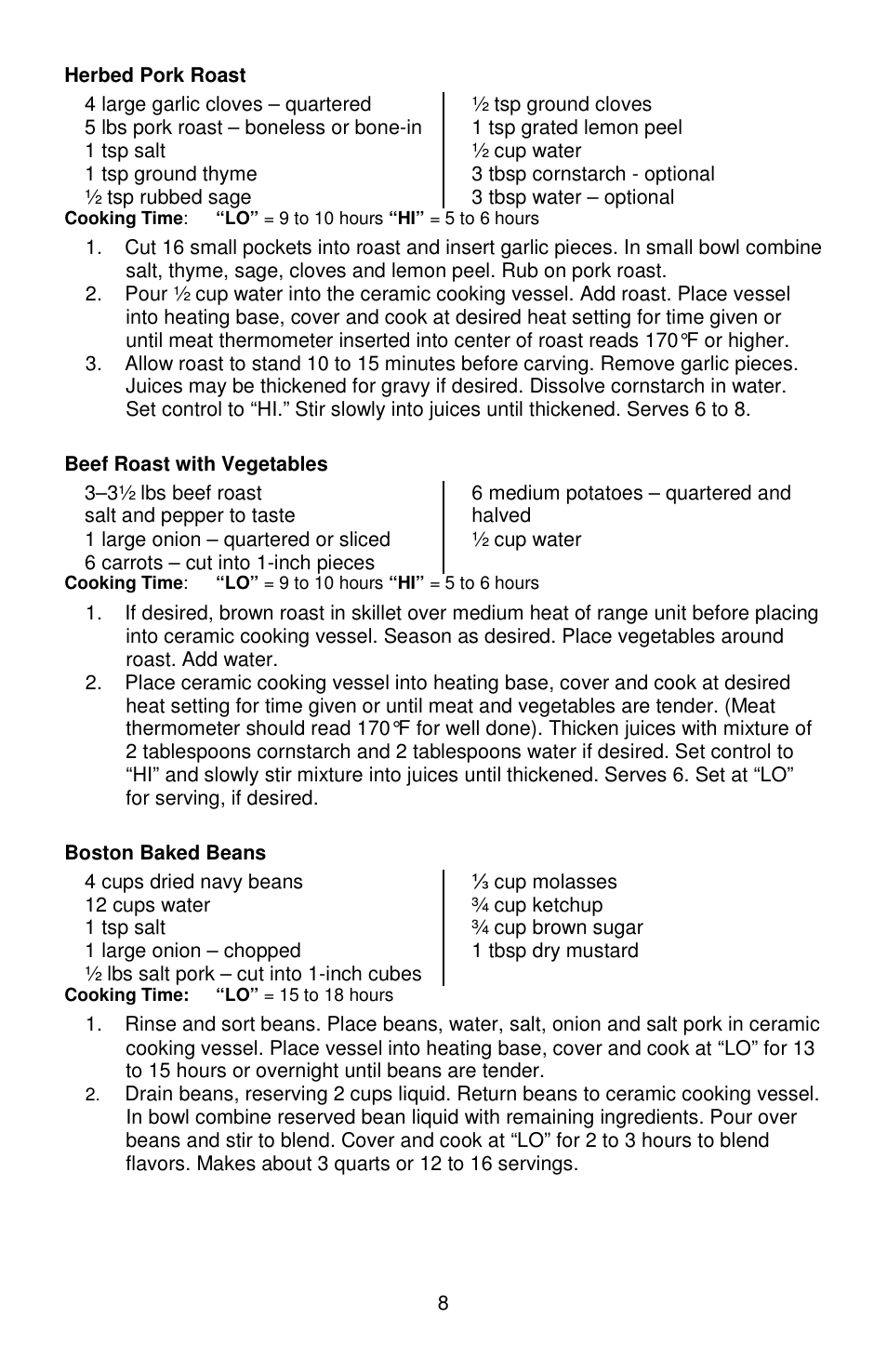 West Bend Crockery 84306 User Manual | Page 8 / 28