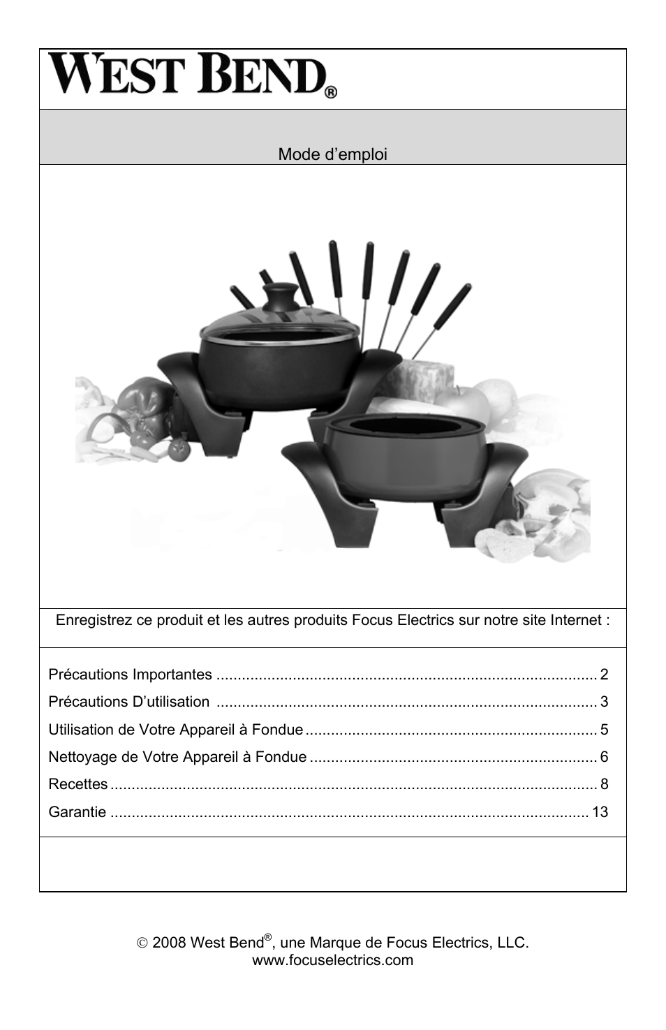 Appareil a fondue electrique | West Bend L5572D User Manual | Page 14 / 40