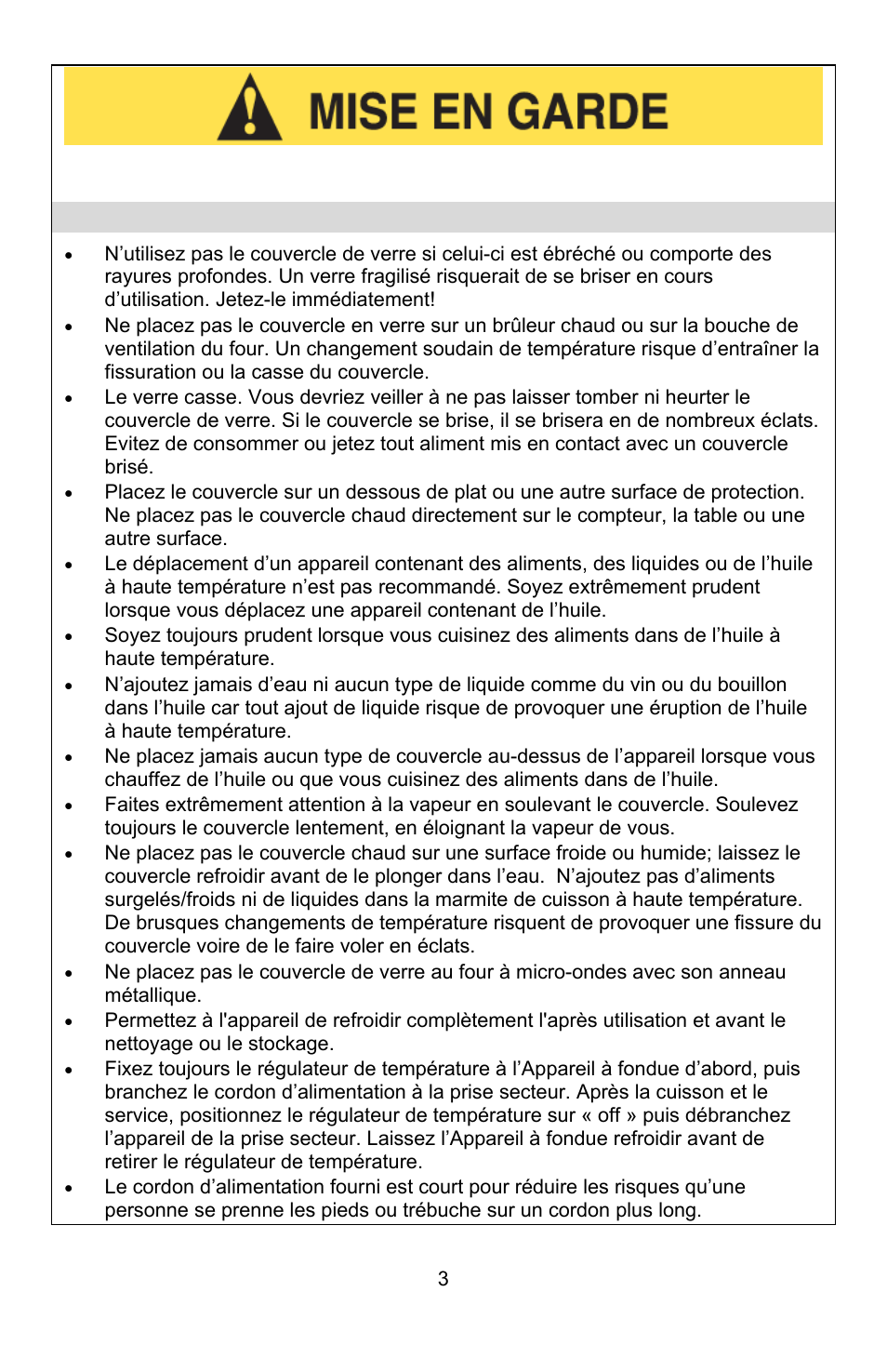 Précautions d’utilisation | West Bend L5572D User Manual | Page 16 / 40