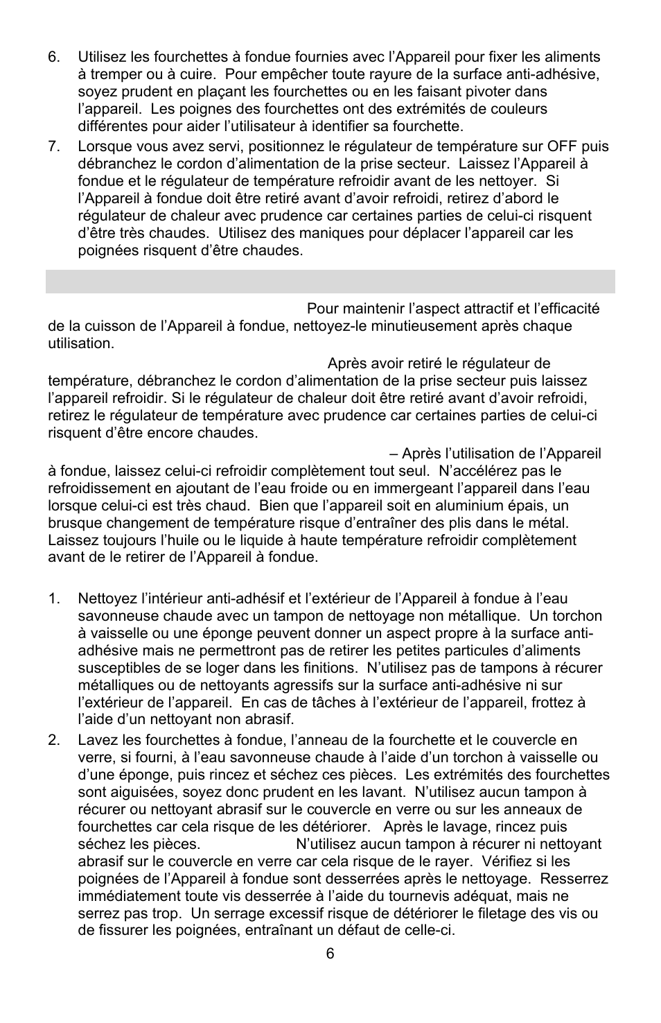 Nettoyage de votre appareil à fondue | West Bend L5572D User Manual | Page 19 / 40