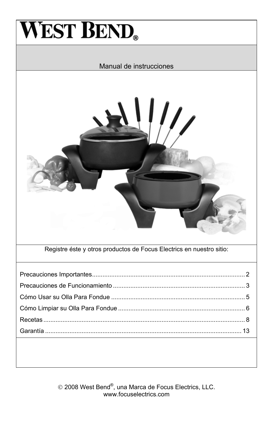 Olla eléctrica para fondue | West Bend L5572D User Manual | Page 27 / 40