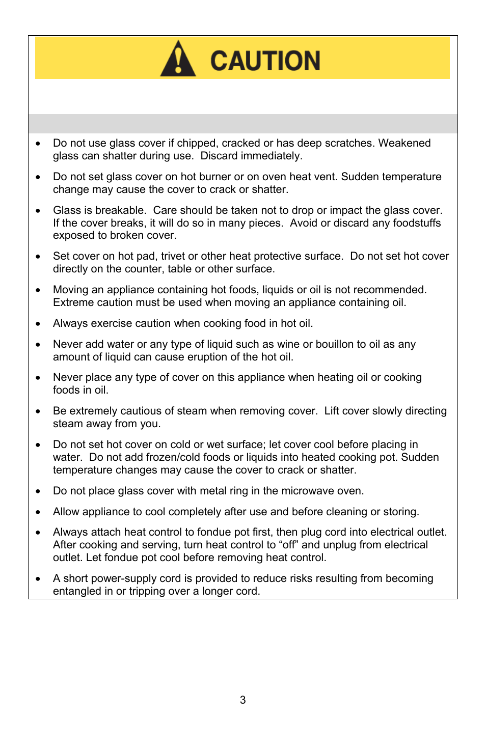 Operating precautions | West Bend L5572D User Manual | Page 3 / 40