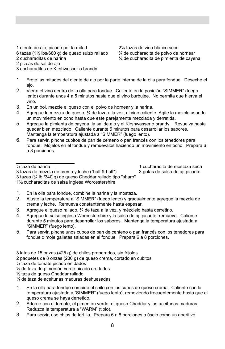 Recetas | West Bend L5572D User Manual | Page 34 / 40