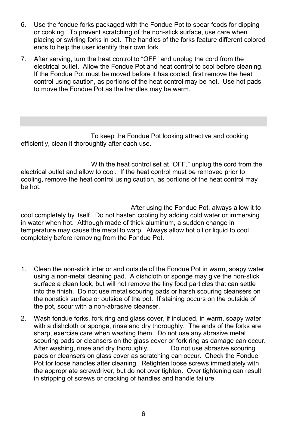 Cleaning your fondue pot | West Bend L5572D User Manual | Page 6 / 40