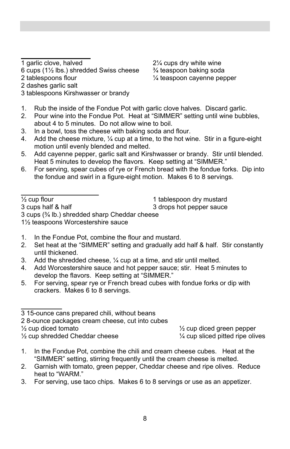 Recipes | West Bend L5572D User Manual | Page 8 / 40