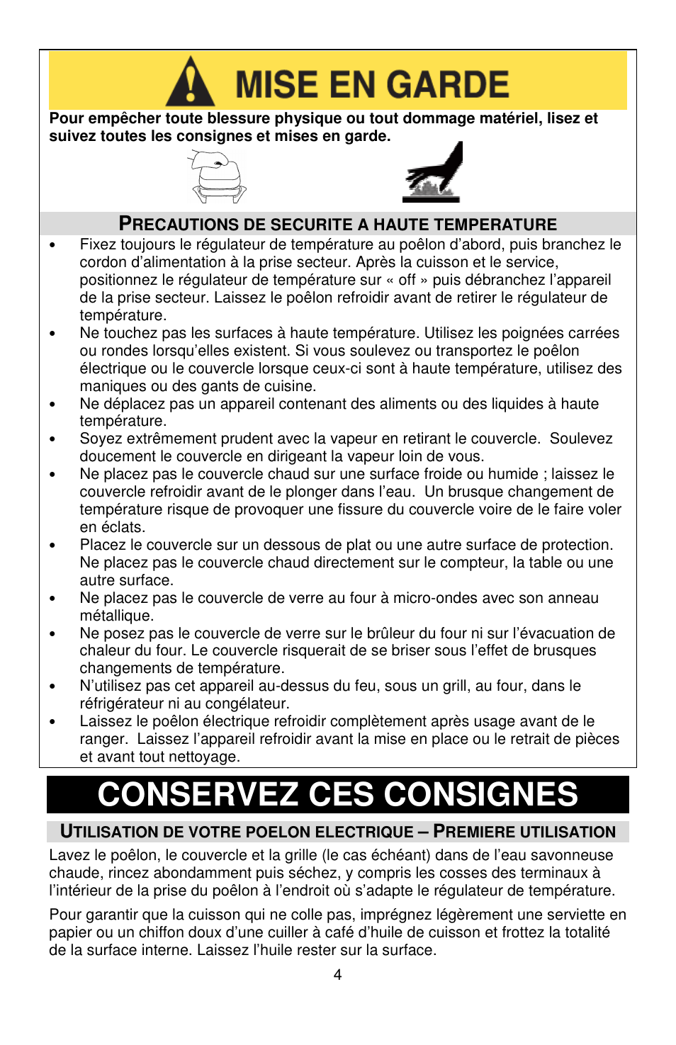 Conservez ces consignes | West Bend L5571D User Manual | Page 18 / 44