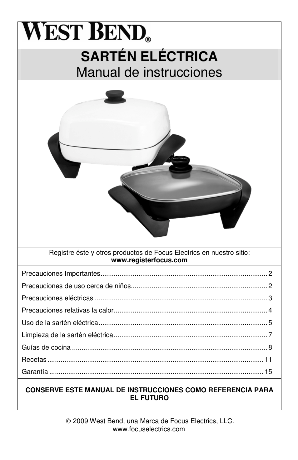 Sartén eléctrica manual de instrucciones | West Bend L5571D User Manual | Page 30 / 44
