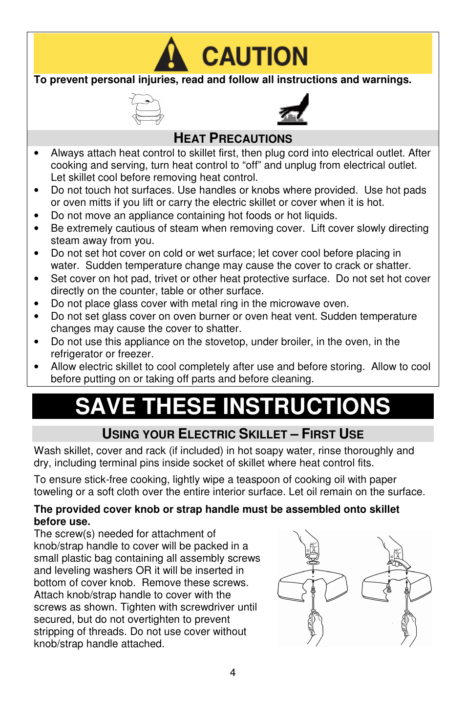 Save these instructions | West Bend L5571D User Manual | Page 4 / 44