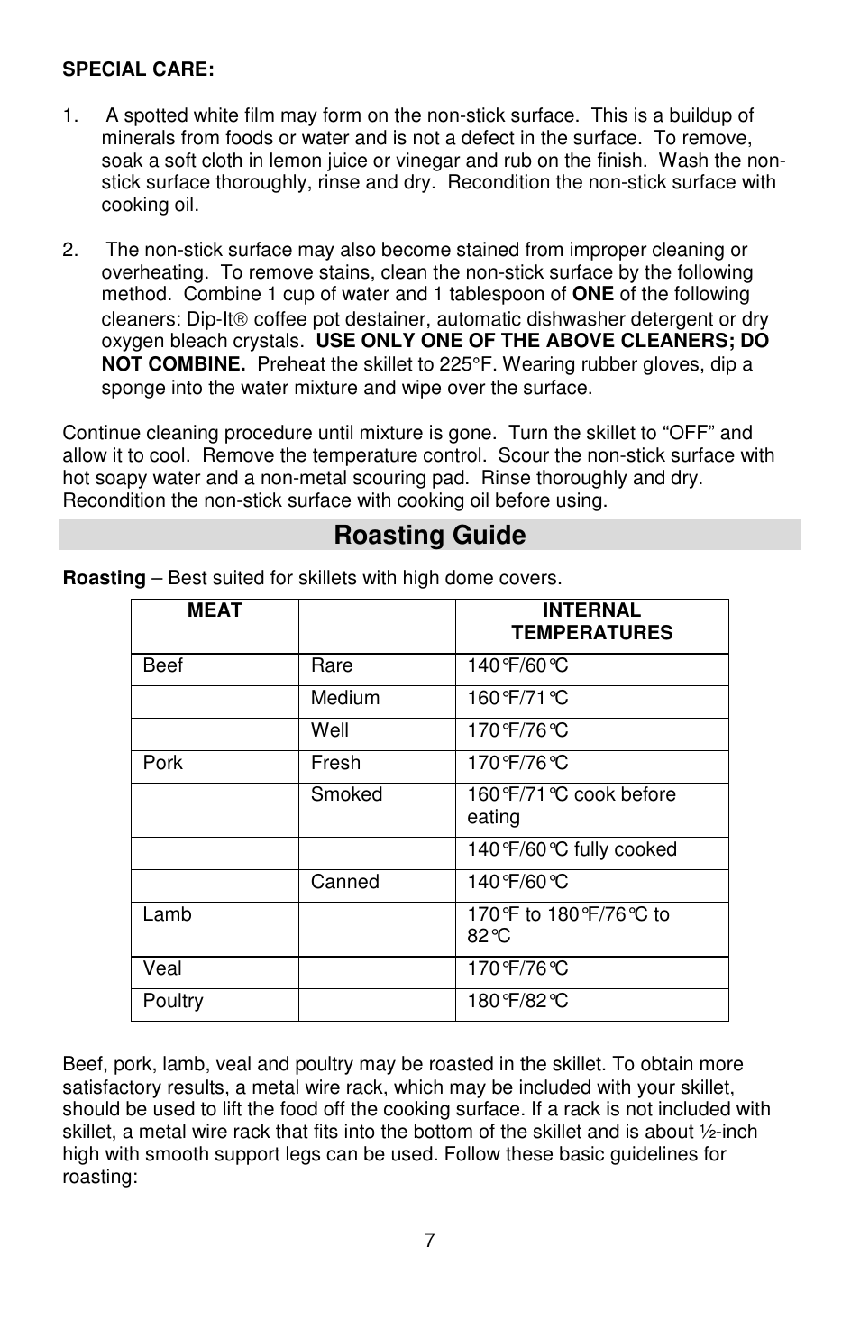 Roasting guide | West Bend L5571D User Manual | Page 7 / 44