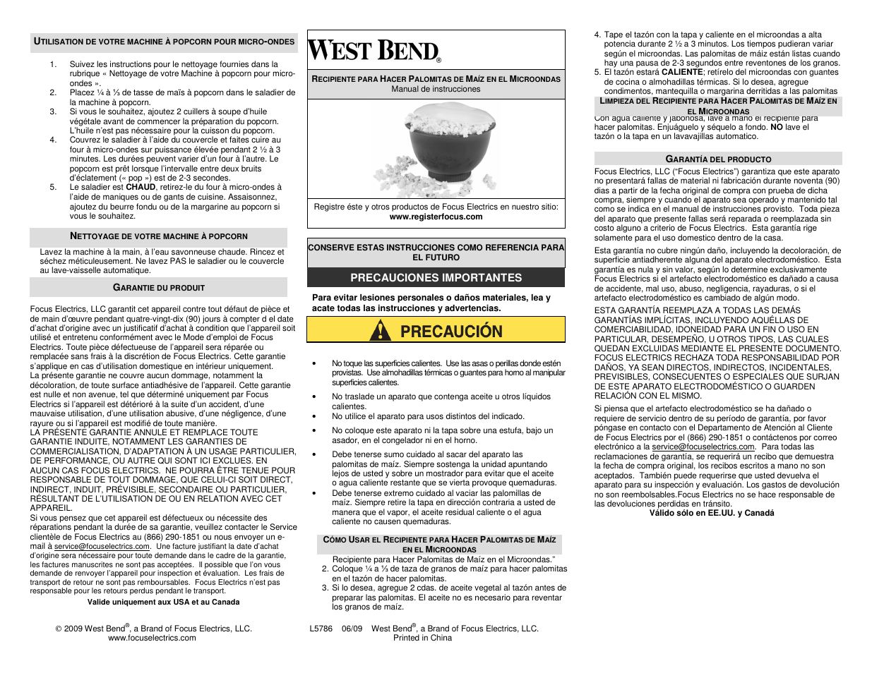 West Bend PC10691 User Manual | Page 2 / 2