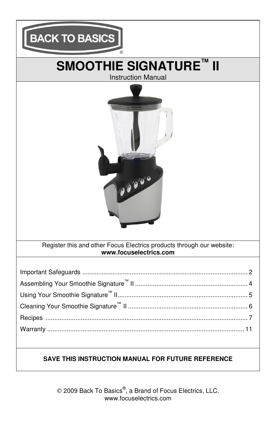 West Bend Smoothie Signature II User Manual | 36 pages