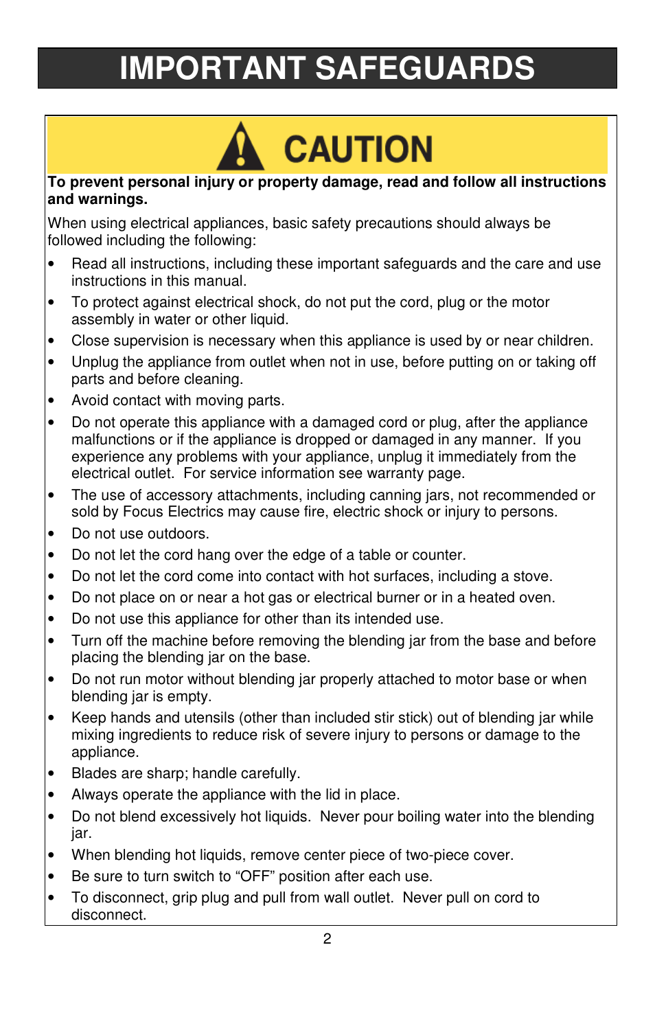 Important safeguards | West Bend Smoothie Signature II User Manual | Page 2 / 36