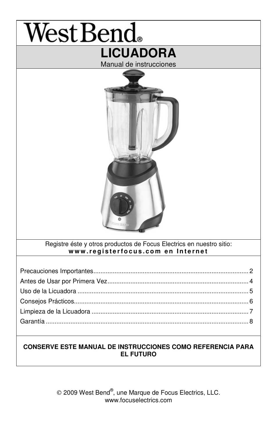 Licuadora | West Bend MCD 289 User Manual | Page 17 / 24