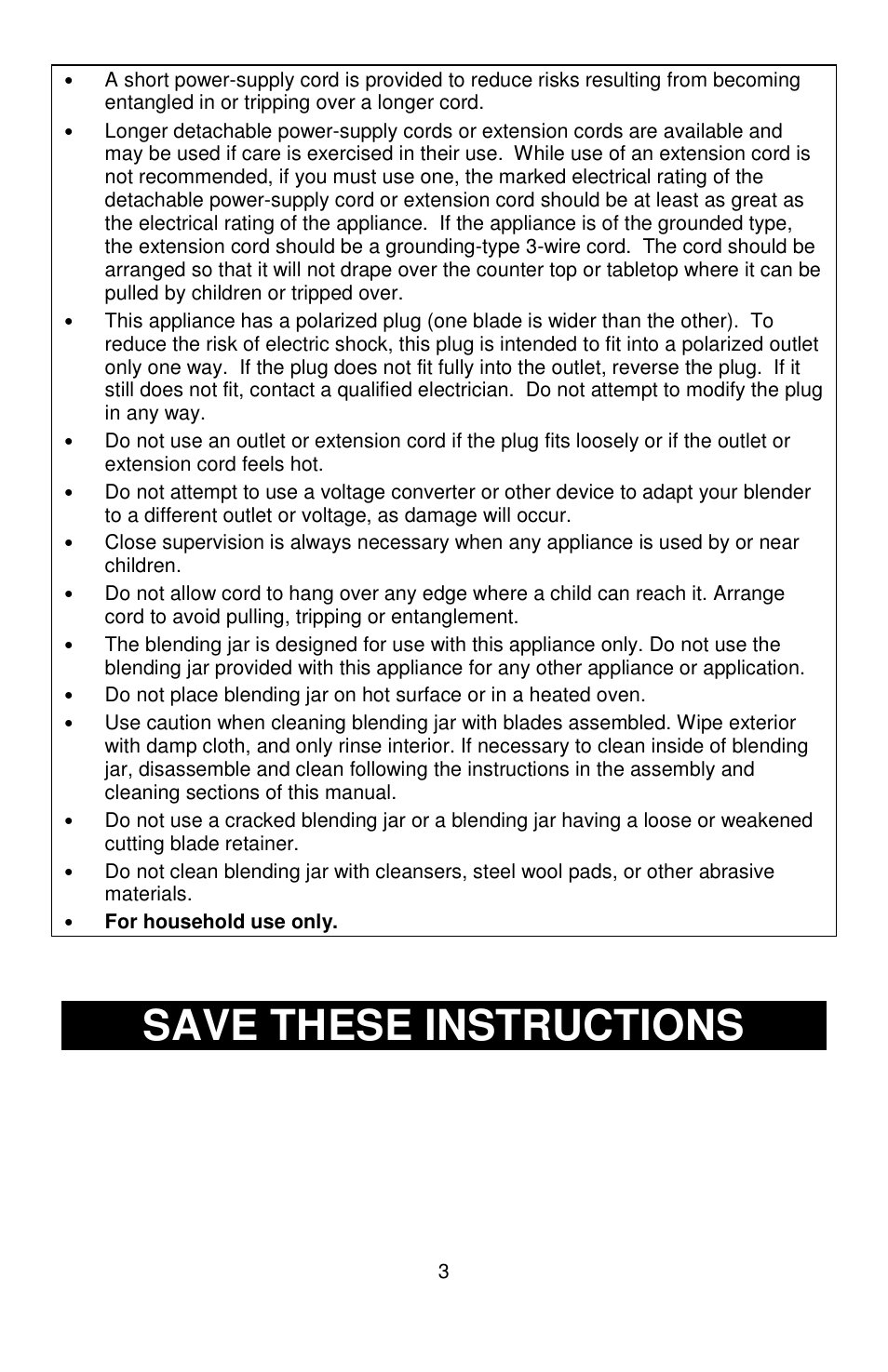 Save these instructions | West Bend MCD 289 User Manual | Page 3 / 24