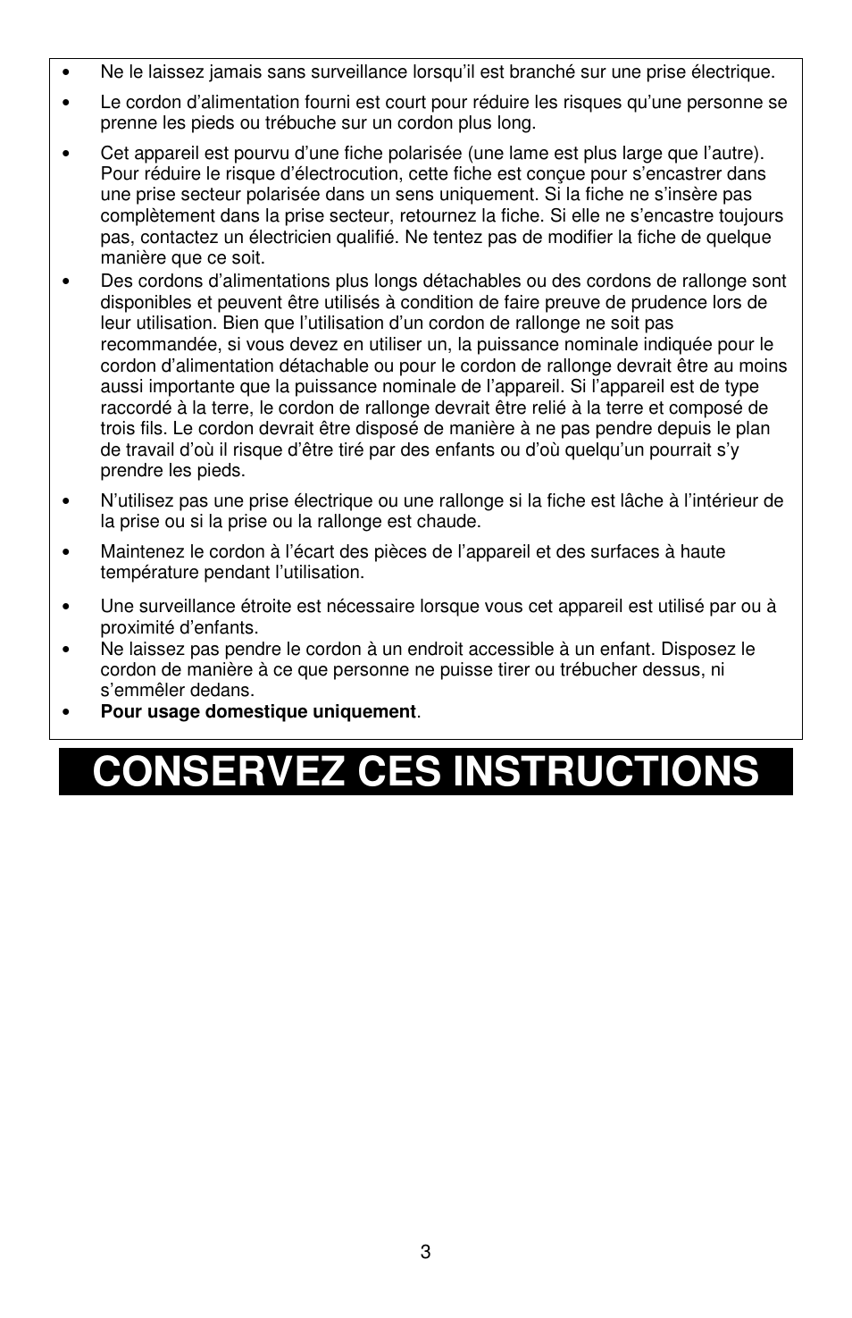Conservez ces instructions | West Bend Kettle Crazy L5781A User Manual | Page 13 / 32