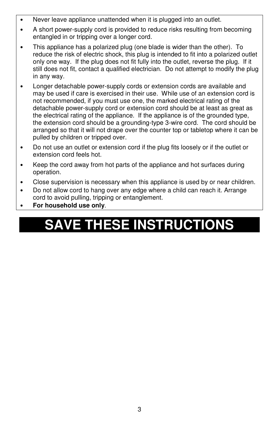 Save these instructions | West Bend Kettle Crazy L5781A User Manual | Page 3 / 32