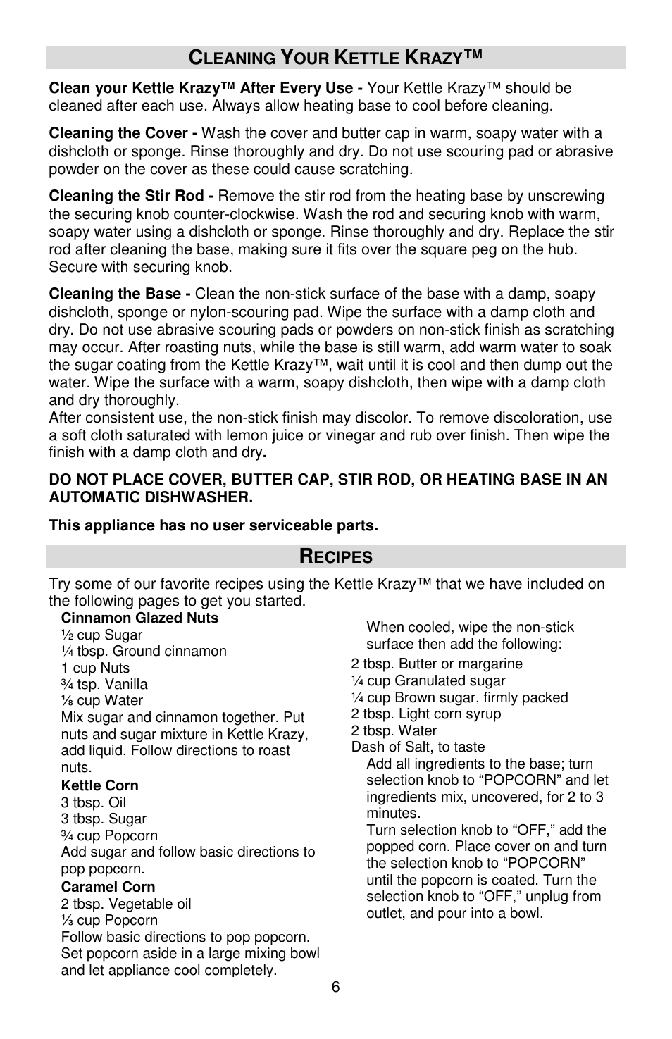West Bend Kettle Crazy L5781A User Manual | Page 6 / 32