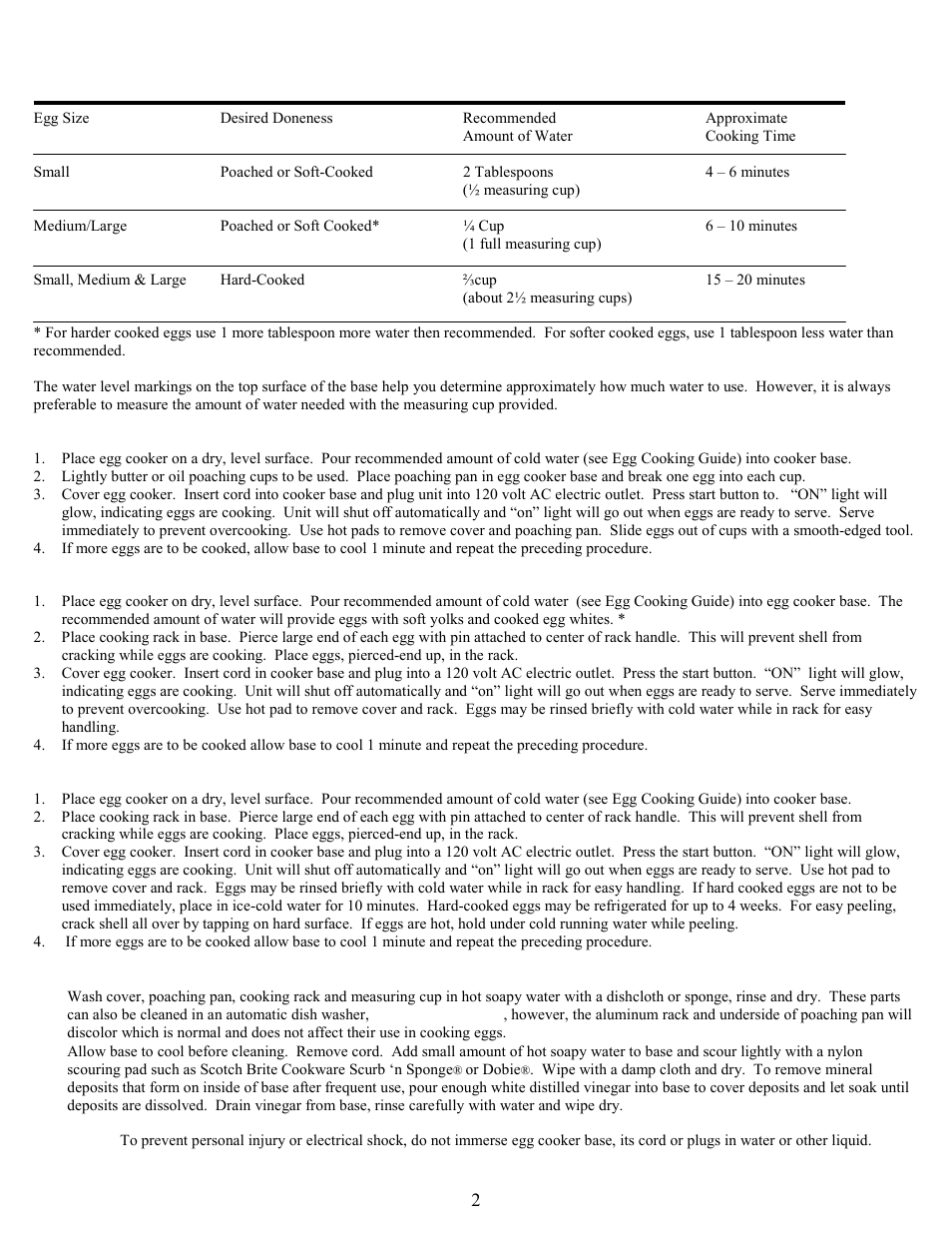West Bend Egg Cooker User Manual | Page 2 / 4