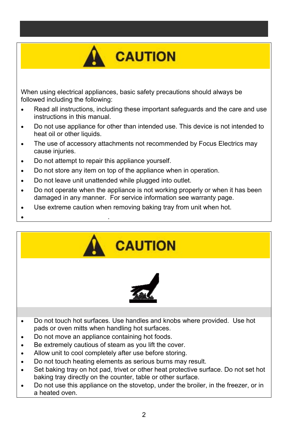 Heat precautions, Important safeguards | West Bend Rotary Oven User Manual | Page 2 / 32
