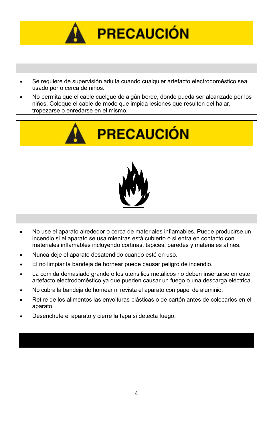 Precauciones de uso cerca de niños, Precauciones contra incendios, Conserve estas instrucciones | West Bend Rotary Oven User Manual | Page 24 / 32