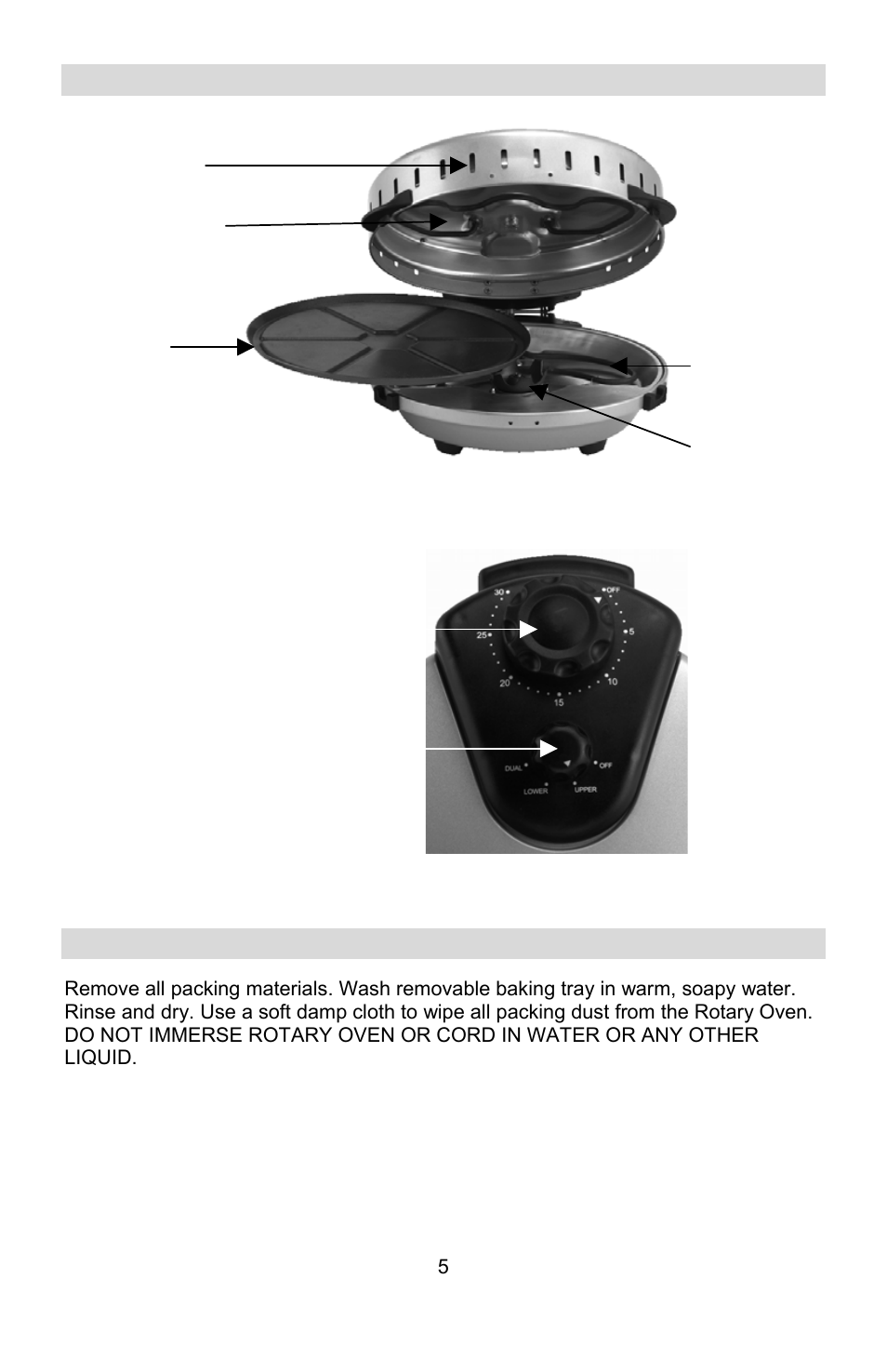 Using your rotary oven, Venting holes, Upper heating | Removable, Drive shaft, Timer selection, Before first use | West Bend Rotary Oven User Manual | Page 5 / 32