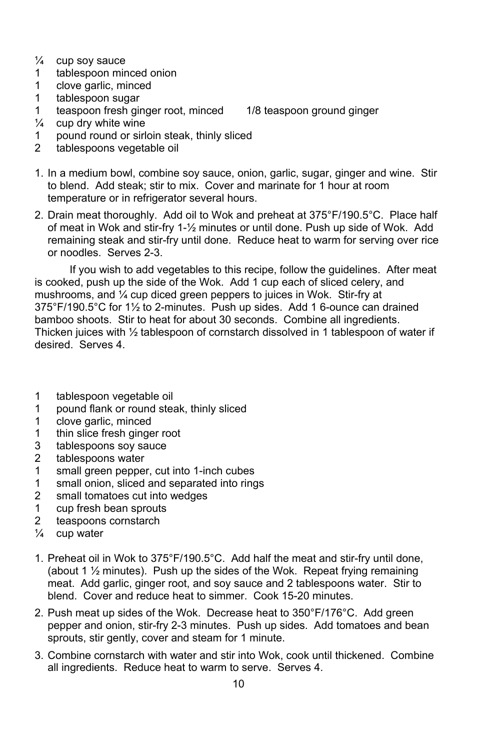 Teriyaki steak strips | West Bend Housewares Electric Wok User Manual | Page 10 / 48