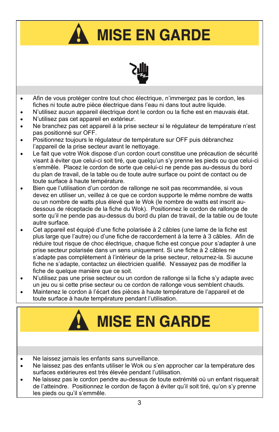 Précautions de sécurité relatives à l’électricité | West Bend Housewares Electric Wok User Manual | Page 19 / 48