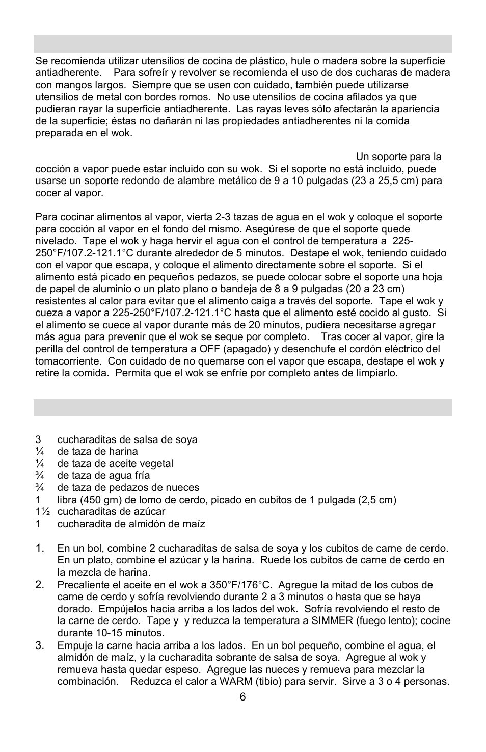 Consejos de cocina, Recetas, Carne de cerdo sabrosa | West Bend Housewares Electric Wok User Manual | Page 38 / 48