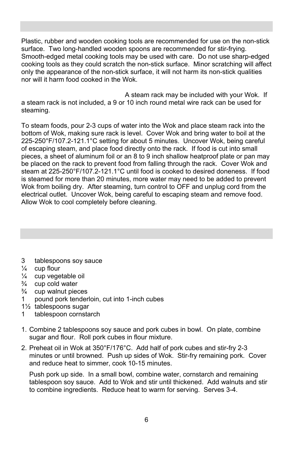 Cooking tips, Recipes, Savory pork | West Bend Housewares Electric Wok User Manual | Page 6 / 48