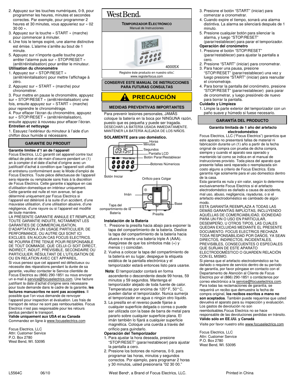 West Bend 40005X User Manual | Page 2 / 2