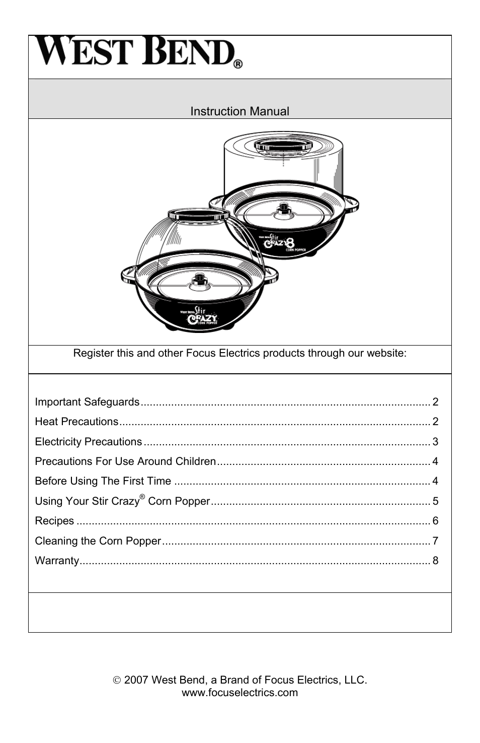 West Bend STIR CRAZY L5557B User Manual | 24 pages