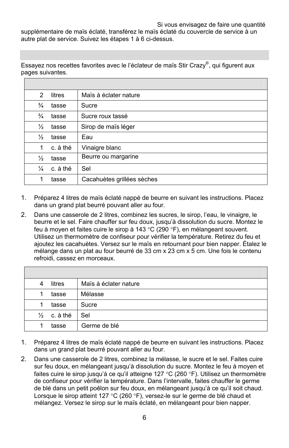 Recettes, Stir crazy, Crunch | Boules de maïs à la mélasse | West Bend STIR CRAZY L5557B User Manual | Page 14 / 24