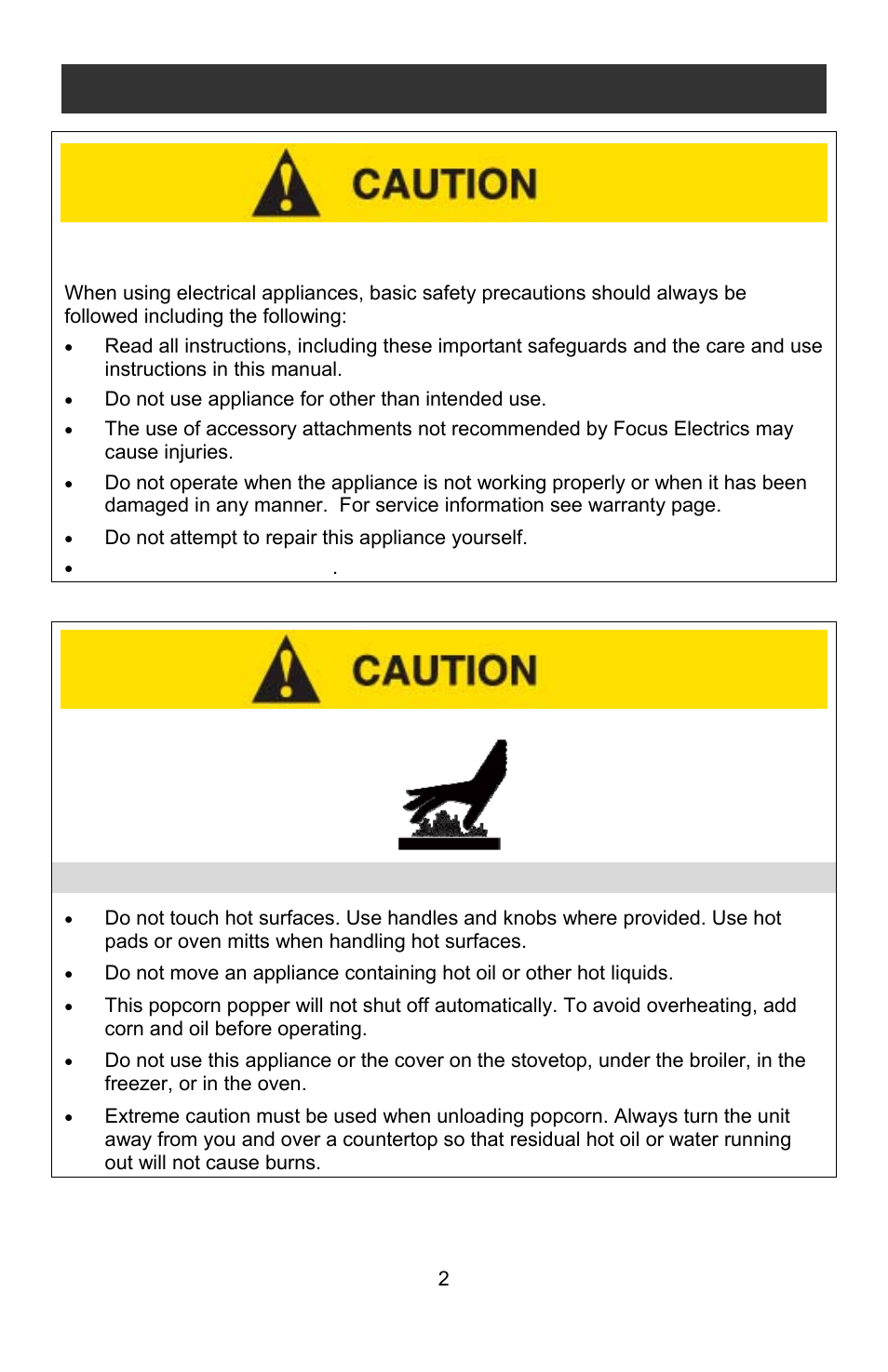 Heat precautions, Important safeguards | West Bend STIR CRAZY L5557B User Manual | Page 2 / 24