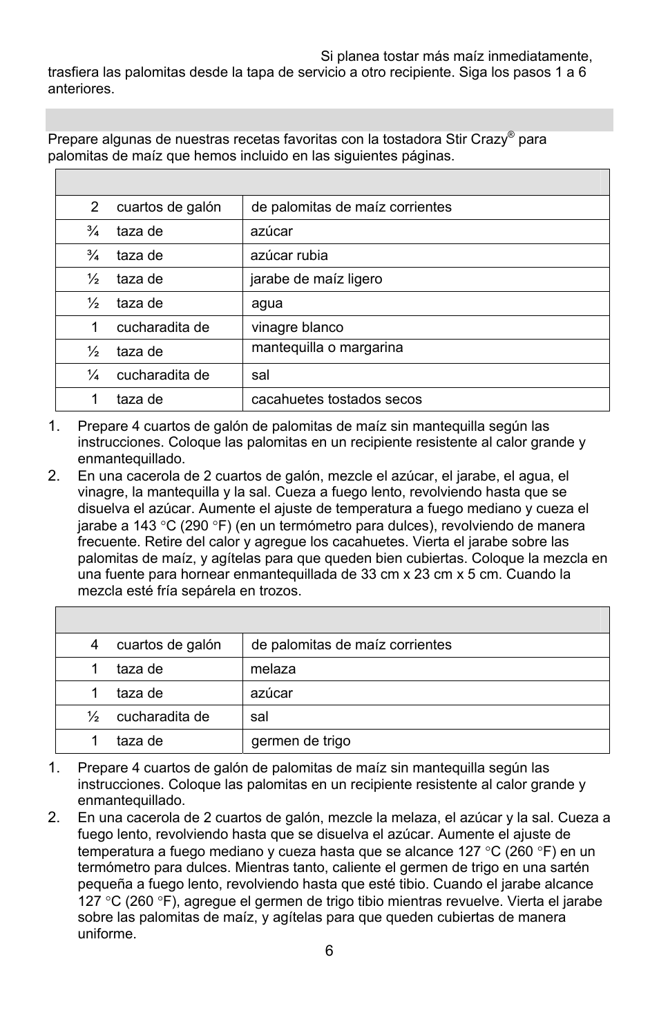 Recetas, Trozos crujientes stir crazy, Bolas de palomitas con melaza | West Bend STIR CRAZY L5557B User Manual | Page 22 / 24