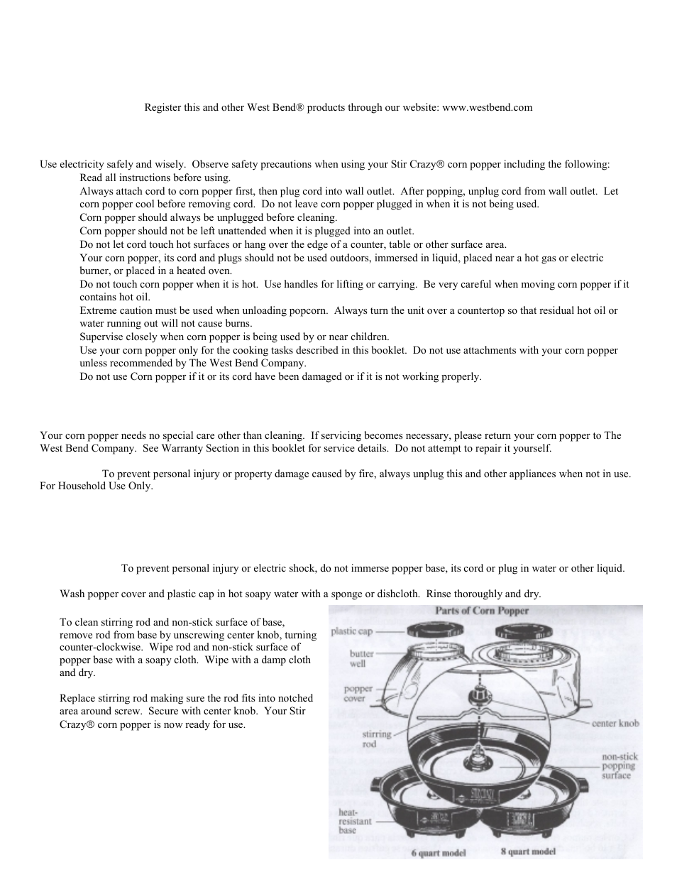 West Bend Corn Popper User Manual | 4 pages