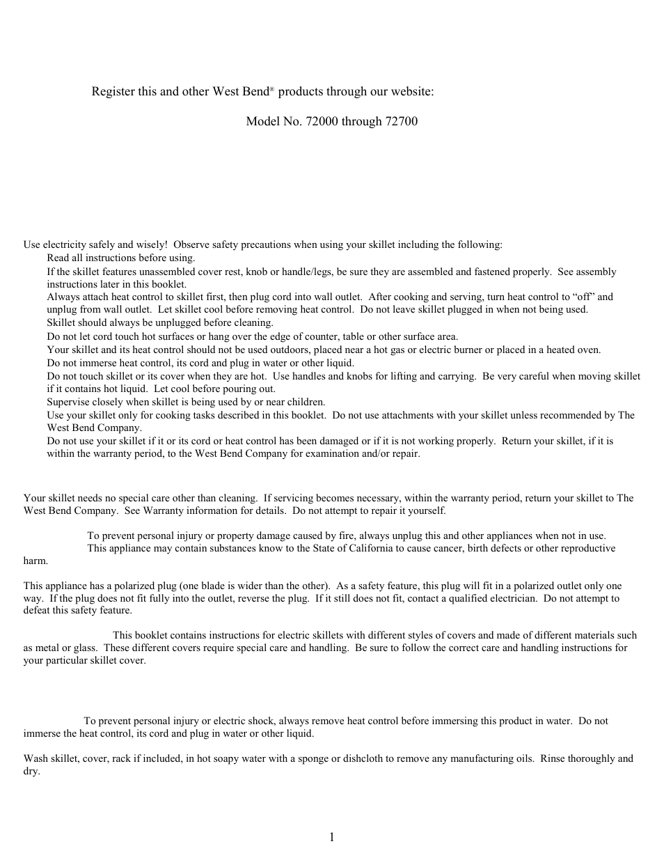 West Bend 72000 User Manual | 16 pages