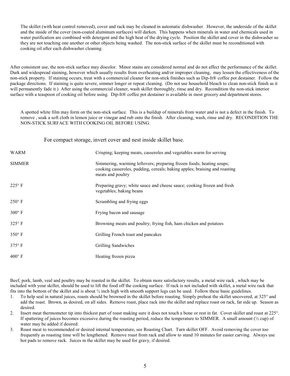 Specail cleaning instructions | West Bend 72000 User Manual | Page 5 / 16