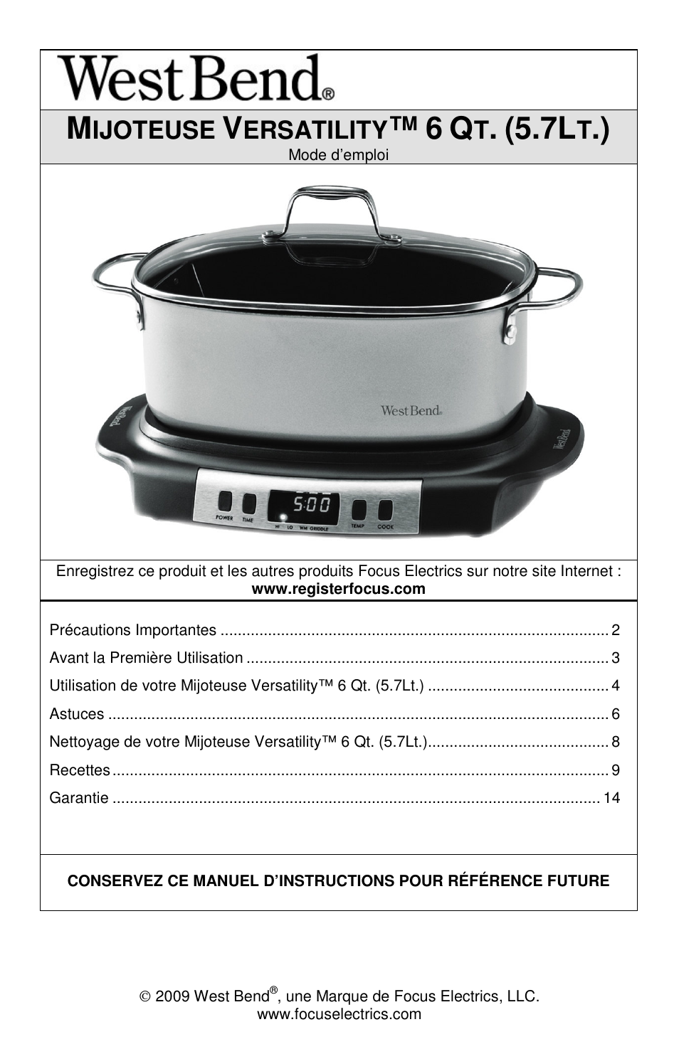Ijoteuse, Ersatility | West Bend Versatility L5800 User Manual | Page 15 / 44