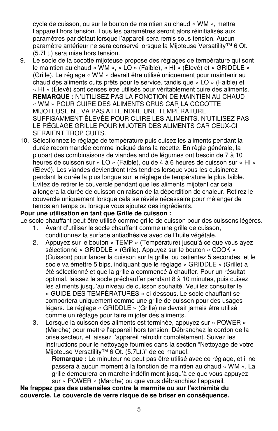 West Bend Versatility L5800 User Manual | Page 19 / 44